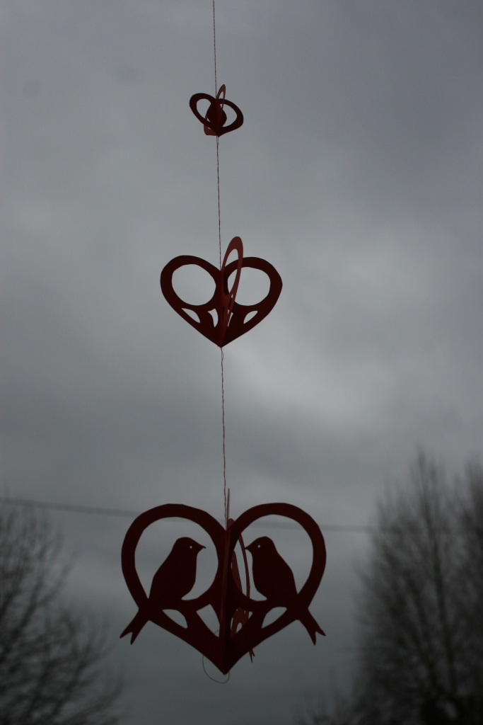 A paper-cut decoration we used for a long time for a few occasions (Valentine's day, Gregory's day,...)