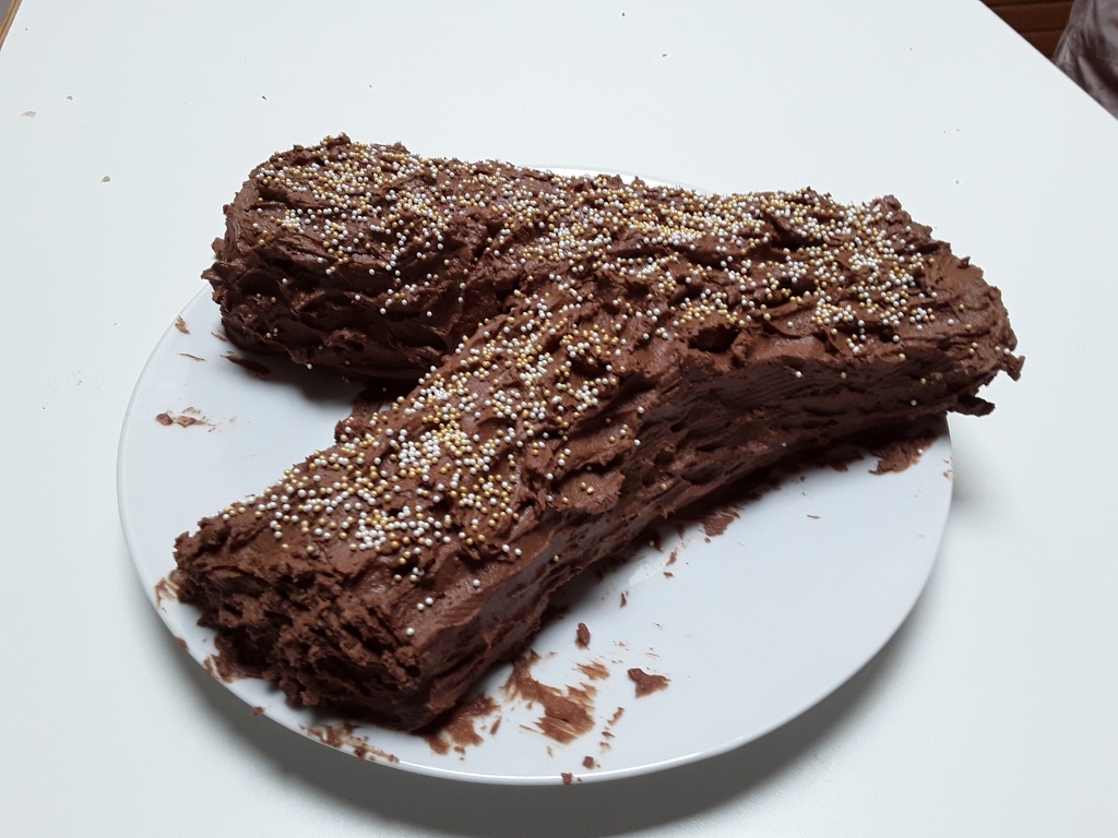 Nowadays Yule's log is a chocolate roulade with chocolate ganache.